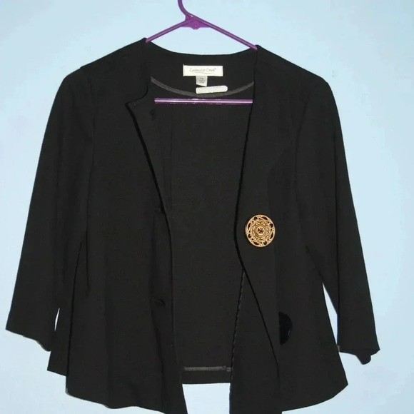 Coldwater Creek Black Blazer with Decorative Wood Buttons Petite Small - Picture 15 of 15